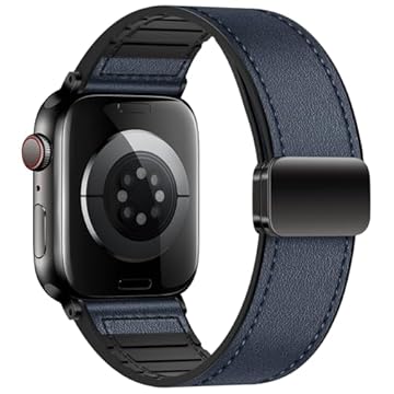 Eweison Pulseiras de couro genuíno compatíveis com Apple Watch séries 10, 9, 8, 7, 6, 5 e 49 mm, para Apple Watch séries 10, 9, 8, 7, 6, 5, 4 e SE Ultra/Ultra 2 de 44 mm, 45 mm, 46 mm e 49 mm