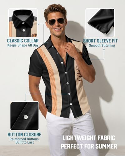 Image of 99TIMORO Tropical Printed Men's Hawaiian Shirts Short Sleeve Top | Culture Character Button Down Shirt Lightweight Breathable Beach Vacation Business Casual Summer Gifts Classic Fit