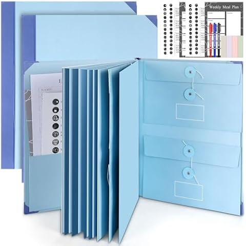 MotiMind 2 Pack Folio Document Organizer with Labels Folio Folders with Pockets Important Document Organizer Binder in Case I Go Missing Emergency Binder Life Binder Organizer for Documents Cover