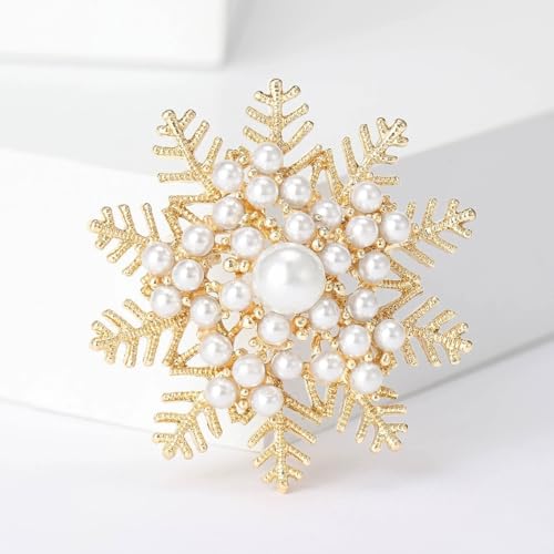 Image of Christmas Brooch Pins Crystal Christmas Tree Snowflake Jingle Bell Reindeer Enamel Brooches Holiday Party Gift for Women