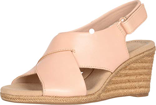 Clarks Women's Lafley Alaine Wedge Sandal, Blush Leather, 8 M US