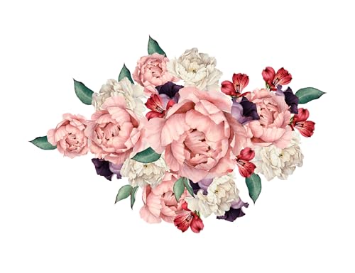 Murwall Floral Wall Decal Peony Flower Wall Sticker Peel and Stick Tulip Flowers Wall Stick Flower Removable Wall Stickers