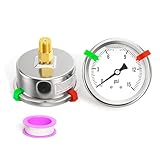 BOGERDACK 0-15PSI Stainless Steel Liquid Filled Pressure Gauge, 2.5" Single Scale Face Dial, 1/4" NPT Back Mount, for Tube, Water Pump, Gas, Liquid, Pressure Test (with Range Mark Pointer)