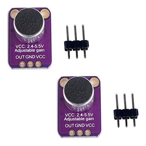 HiLetgo 2pcs Electret Microphone Amplifier MAX4466 Module Adjustable Gain Blue Breakout Board for Arduino Cover