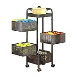 KOWJIFH Home Kitchen Bedroom Bathroom Swivel Storage Shelf, Fruit and Vegetable Storage Basket Dressing Spice Dispensers Racks Bowl Plates Shelf Trolley Towels Toiletries Cosmetics Storage Shelf