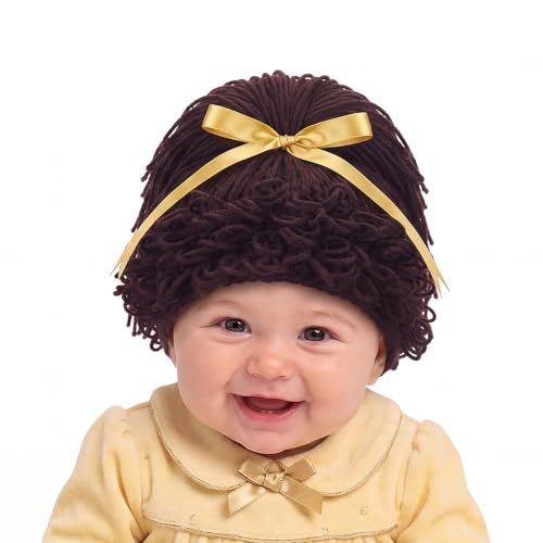 Halloween Cabbage Costume Yarn Wig, Dark Brown 2, High Ponytail