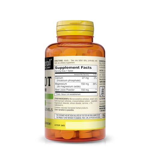 MASON NATURAL Beet Root with Magnesium and Calcium - Healthy Heart and Blood Pressure, Maintain Overall Health, 100 Tablets