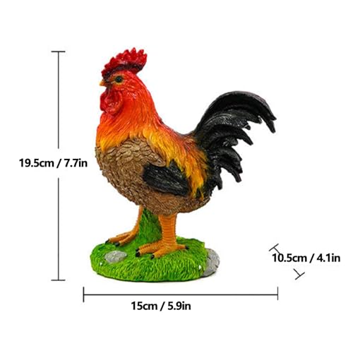 Sculpture de coq réaliste peinte à la main pour jardin