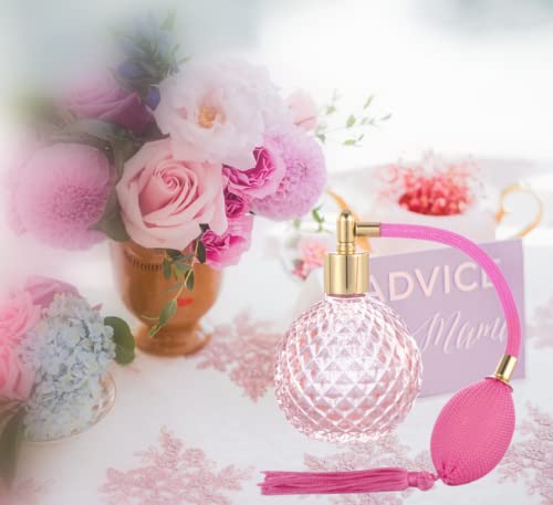 Leesycraft Vintage Perfume Spray Bottle 100Ml Pink Color Vintage Refillable Perfume Spray Atomizer Bottle With Long Tassel For Girls' Gift #TOP6