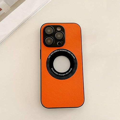 Coque de protection pour iPhone 12 Pro orange antichoc en TPU et cuir PU avec bobine magnétique