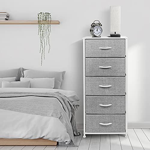 Sorbus Nightstand, 5-Drawer Tall Chest for Bedroom, Wood Top (White) - image 2