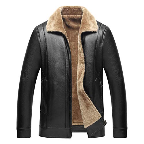 Men's Corduroy Trucker Jacket Casual Stand Collar Button Down Fleece Denim Jacket Outwear Overcoat (Black,Large)