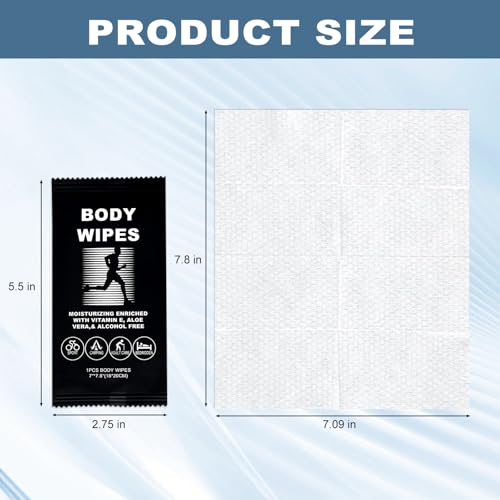 Image of 50 Body Wipes Individually Wrapped Face and Body Wipes for Women and Men | Bath Wipes for Adults No Rinse Personal Cleansing Wipes Travel,Bulk Deodorant for Homeless Shower Wipes (Black)