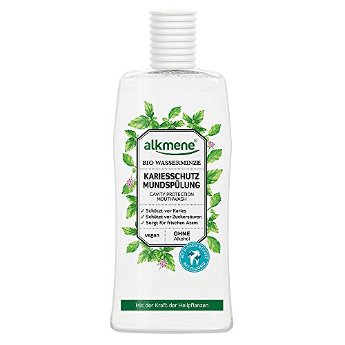 Alkmene Mundspülung Kariesschutz mit Bio Wasserminze, vegan