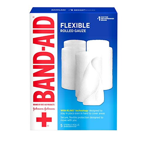 Band-Aid Brand of First Aid Products Flexible Rolled Gauze Dressing for Minor Wound Care, Soft Padding and Instant Absorption, Sterile Kling Rolls, 4 Inches by 2.1 Yards, Value Pack, 5 ct