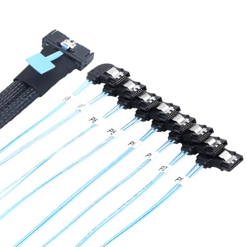 Cable Convertidor MCIO PCIe Slimline SFF-8654 8i a 8x SATA 7P Ángulo Recto 0.5m miniatura 4