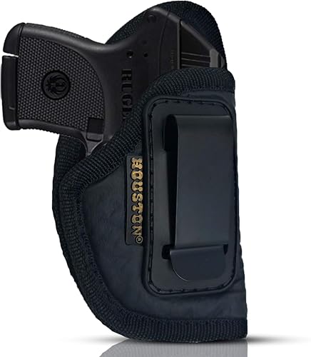 Houston Gun Holsters for Small .380 Pistols – ECO Leather IWB Concealed Carry Holster for P3AT Sig P238 S&W Bodyguard Ruger LCP Kahr P380 Beretta Pico – Inside Waistband Fit with Metal Clip – Right