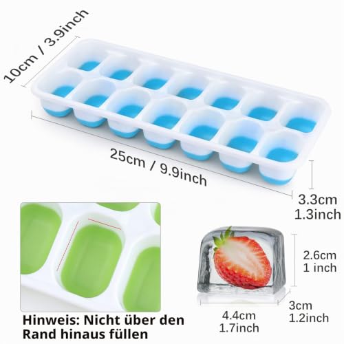 JRISBO Silikon Eiswürfelform mit Deckel BPA Frei, 8 Pack Eiswürfelbehälter Stapelbar & LFGB-Zertifiziert… – Ansicht 6
