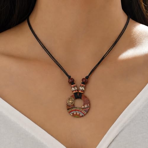Image of AAKRITI ART CREATIONS Boho & Tribal Handcrafted Necklace Collection | Jute, Wooden & Brass Pendant Designs | Ethnic Collar, Loop & Statement Jewelry for Women | Artisan Festival & Everyday Wear