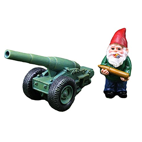 Generisch Gartenzwerg Hält Kanone, Statue Rasen Garten,...