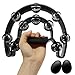 Hordion Tambourine Double Row Metal Jingles, Hand Held Percussion Half Moon Tambourines Musical Instrument for Adults Music Enthusiasts Party, Black