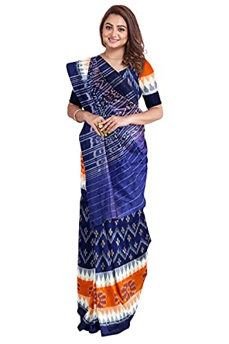 Image of Odisha Sambalpuri Handloom Ikat Women's Cotton Saree, Odisha Handloom Handmade Pure Cotton Khandua Saree, Ikkat Orissa Traditional Handloom Saree Without Blouse