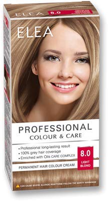 ELEA Crema colorante profesional PERMANENT 8.0 rubio claro con complejo de cuidado de aceite