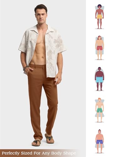 Image of Willit Men's Linen Pants Casual Linen Dress Pants Beach Summer Lightweight Trousers 28 inch 30 inch 32 inch
