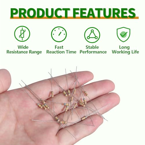 100Values 1000PCS Resistor Kit 1/4W 0 Ohm to 5.6M Ohm 5% Carbon Film Resistors Assortment Set - Image 5