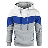 Gesean Men's Colorful Hood Pullover Sweatshirt Comfy Clothes with Big Front Pocket Light Blue Large