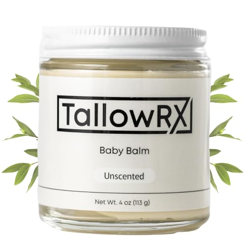 Image of Tallow Baby Balm for Delicate Skin – All-Natural, Moisturizing & Soothing Cream with Grass-Fed Beef Tallow, Organic Jojoba & Organic Vitamin E – For Newborns, Infants & Toddlers (4oz, Unscented)