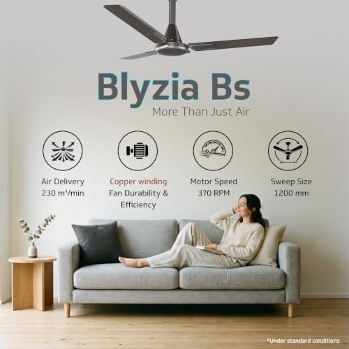 Image of V-Guard Blyzia Bs 1200mm Ceiling Fan |100% Copper Winding|Pearl White | Aerodynamically Superior Aluminium Blades | 230 CMM Airflow & 370 RPM Speed | 2 Year Warranty