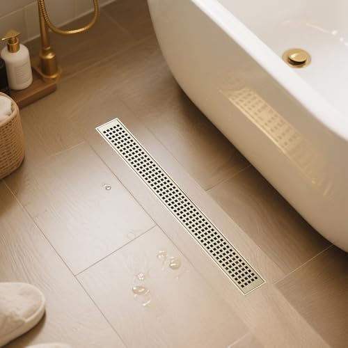 LISEEGO Linear Shower Drain 54 Inch, Brushed Gold by LISEEGO - Used condition - Image 6