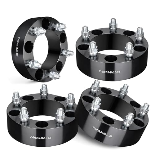 EVIL ENERGY 5x5.5 Wheel Spacers 2 inch Compatible with Ram 1500 2012-2018 5x139.7 mm 5 Lugs 108 mm Hub Bore M14x1.5 Studs Black Not Hubcentric