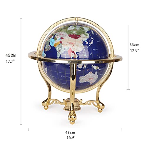 World Globe Natural Gemstone World Globe With Zinc Alloy Stand 17.7" Tall 12.9" Diameter Earth Globe Handmade Large Vintage Geographic Globe Education World Globe (Color : World Globe A) #TOP1