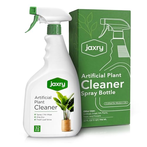 Jaxry Artificial Plants & Flowers Cleaner Dusting Spray, Silk Plant Cleaner Spray No Wipe for Artificial Tree and Silk Plants for Home Decor Indoor, Multi Surface Cleaner Spray, Restores Shine, 32 oz
