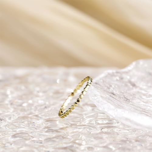 Mameloly 1.5mm 14K Gold Plated Wedding Bands for Women Dainty Stackable Thin Dot Ring Statement Ring Size 3-122