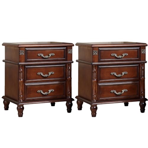Mesita Noche Moderna Mediados Siglo En Nogal,armarios Almacenamiento Madera Cajones,Mesa Auxiliar Rústica Marrón,Armario Almacenamiento Dormitorio Lujo Ligero 2 cabinets
