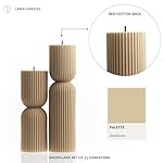 LAWA Hourglass Pillar Candle - Large Beautiful Handmade Pillar Scented Soy Wax Candle Elegant Bubble Aesthetic Candle Housewarming Gift Home Room Shelf Decor Idea Sandstone (Set of 2) - Image 3