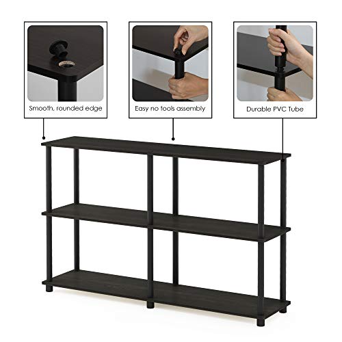 Furinno Turn-N-Tube Toolless Assembly Storage Shelves, 3-Tier 47.4 Inch Book Shelf, Corner Shelf, for Organization and Storage, Living Room, Home Office, Black Espresso by Furinno - Used condition - Image 3