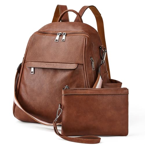 CASEEK Mochila feminina de couro: moda conversível feminina bolsa de ombro bolsa de viagem feminina