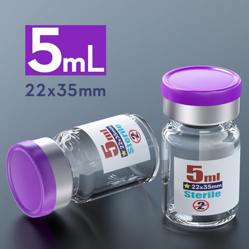 ZHANXUBIO 5 Ml Sterile Empty Vial, Sterile Glass Vials, With Self-Healing Injection Port And Flip Cap, Sterile Pack 10Pcs Per (5Ml,10)