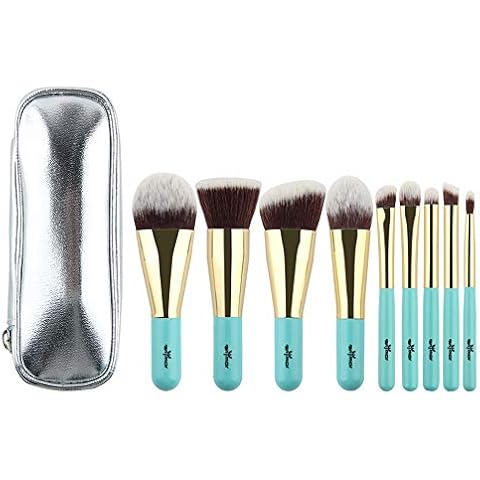 Anmor 9PCS Mini Soft Makeup Brushes Set & Kit Portable Kabuki Brushes For Makeup Professional Cosmetic Bag Cover