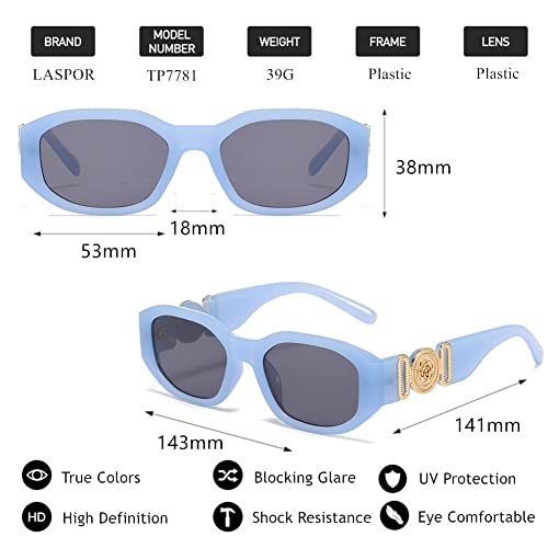 Image of LASPOR Irregular Sunglasses for Women Men Trendy Retro Vintage Rectangle Glasses Hexagon Shades Driving UV400 Protection