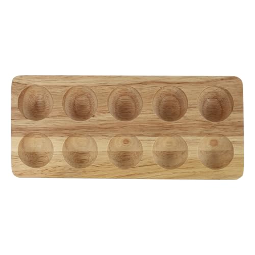 Soporte de madera para huevos de cocina, base beige organizadora