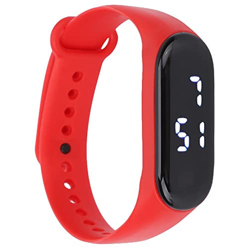 Jiawu Pantalla de Luz Blanca LED Reloj Digital para Estudiantes, Espejo de Plástico Silicongurt Sports Watch para Niños en Funcionamiento, 4 Opciones de Color (White)