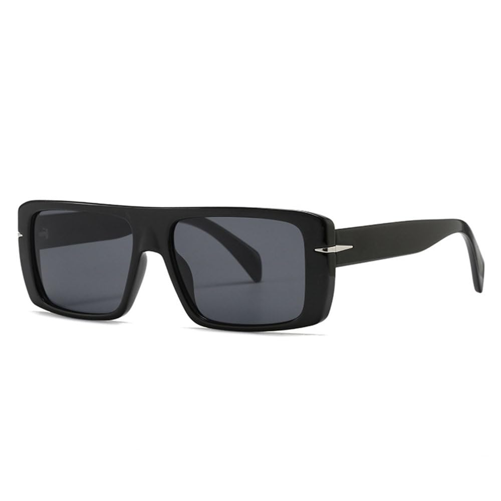 Lunettes de soleil rectangulaires rétro mode léopard UV400 rivets - 7