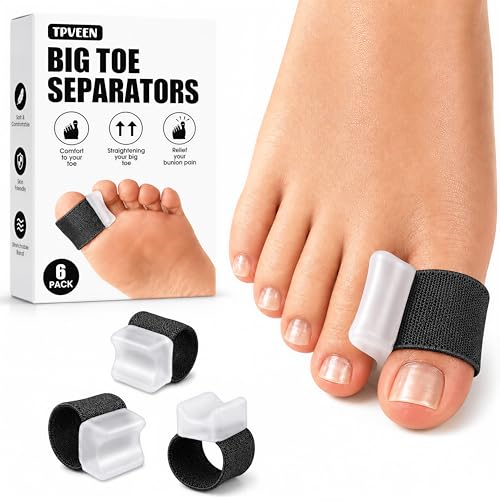 TPVEEN Orthopedic Gel Toe Separators for Overlapping Toes Big Toe Spacers for Hallux Valgus Corrector with Shock Absorption All-Day Comfort for Men & Women. (BLACK MEM(5-8.5)/WOMEN(7-10))
