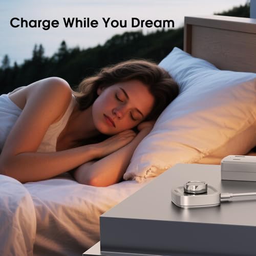 Cargador Oura Ring Gen 4 de diseño premium plateado con base estable y cable USB-C talla 8 6