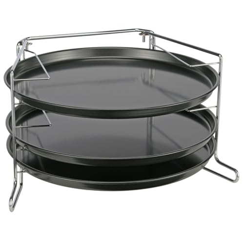 Pizza Backset mit Halter 4er Set Pizzablech Antihaft 3 Backformen mit Pizzahalter